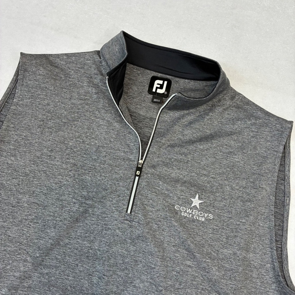 FootJoy Golf Vest Mens Large Gray Quarter Zip Cowboys Golf Club Performance Logo